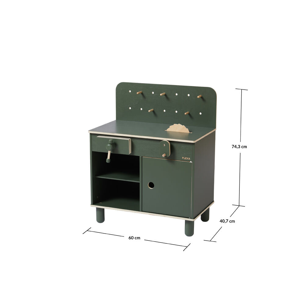 Flexa The Workbench Wooden for Kids/Toddler Deep Green 3y+