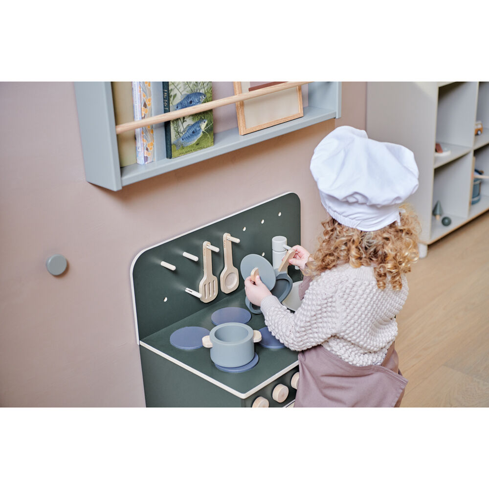 4pc Flexa Apron/Chef Hat/Mittens Costume Set Dusty Brown 3y+