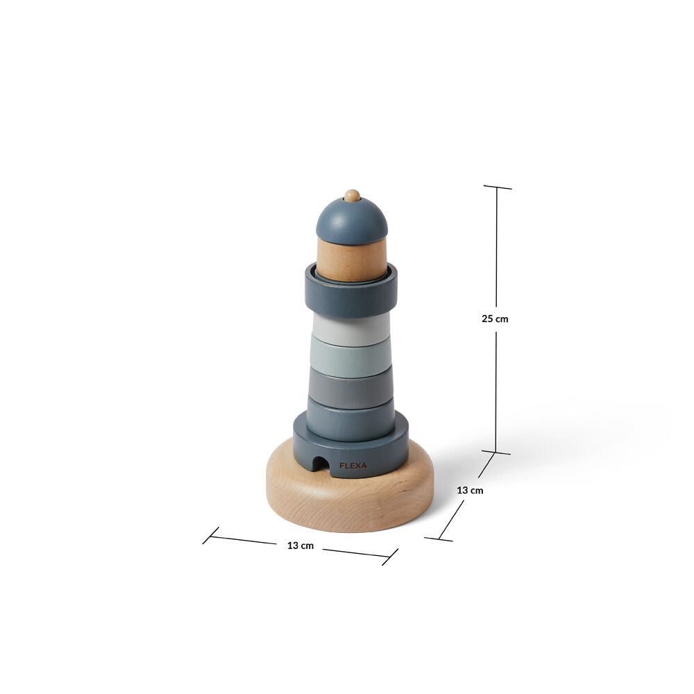 Flexa Wooden Lighthouse Stacker Toy for Kids/Toddler 18m+