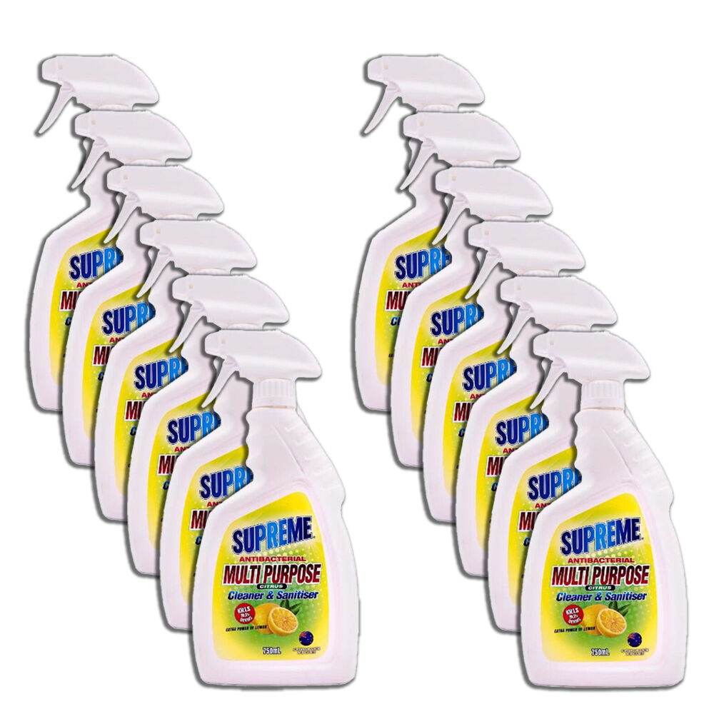 12PK Supreme Antibacterial Sanitizing Citrus Surface Spray Cleaner 750ml