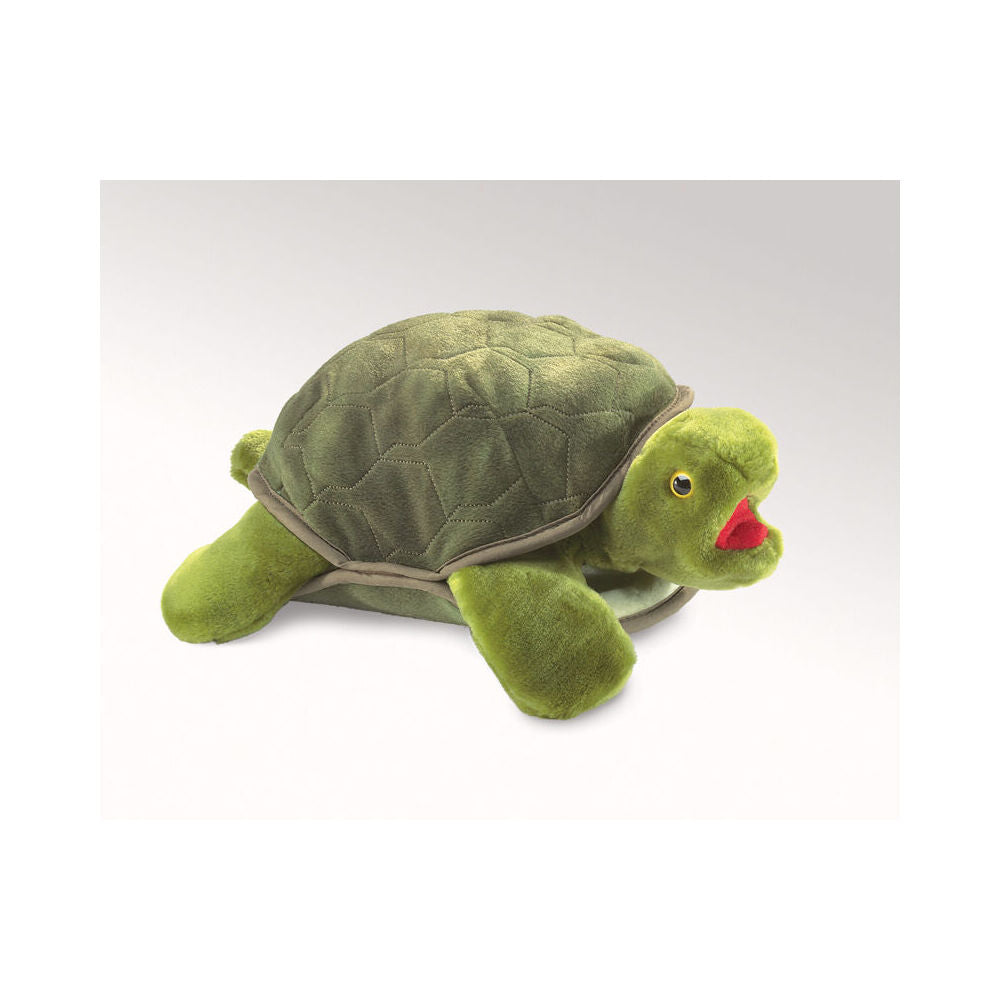 Folkmanis Large Plush Turtle Puppet 33x28cm - Green 3y+