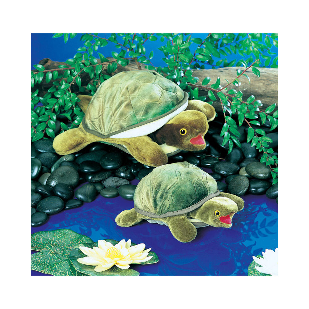 Folkmanis Large Plush Turtle Puppet 33x28cm - Green 3y+