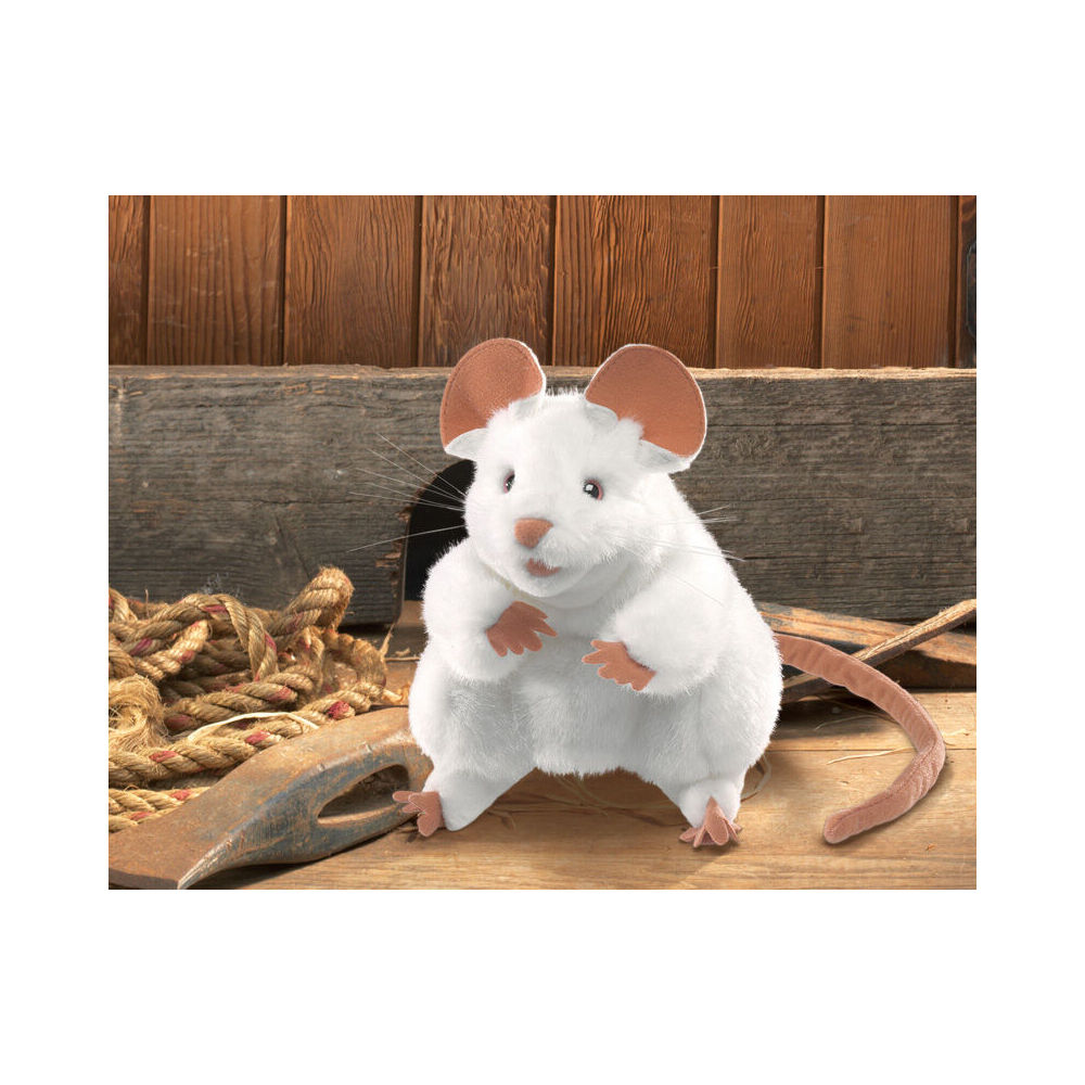 Folkmanis Mouse Hand Puppet 13x20cm Kids Toy - White 3y+