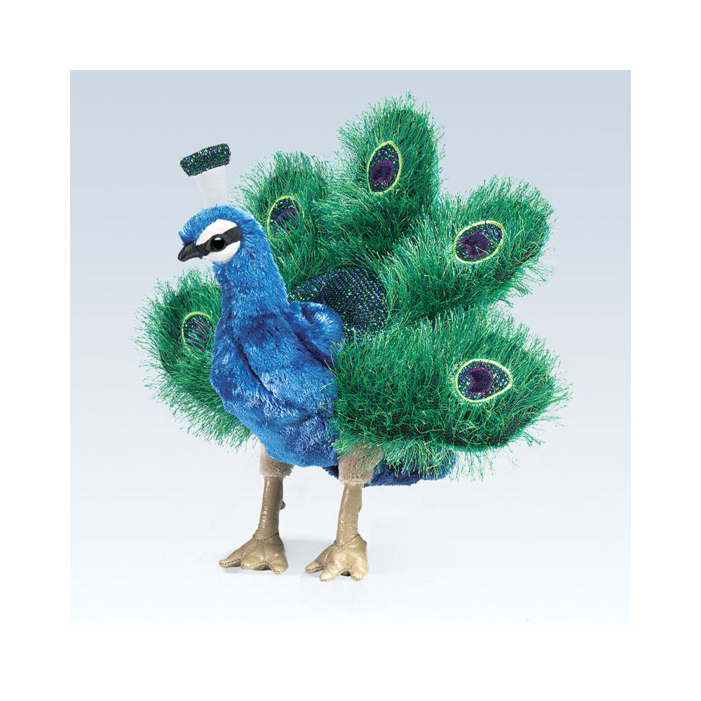 Folkmanis Small Peacock Hand Puppet 15x28cm Kids Animal Toy 3y+