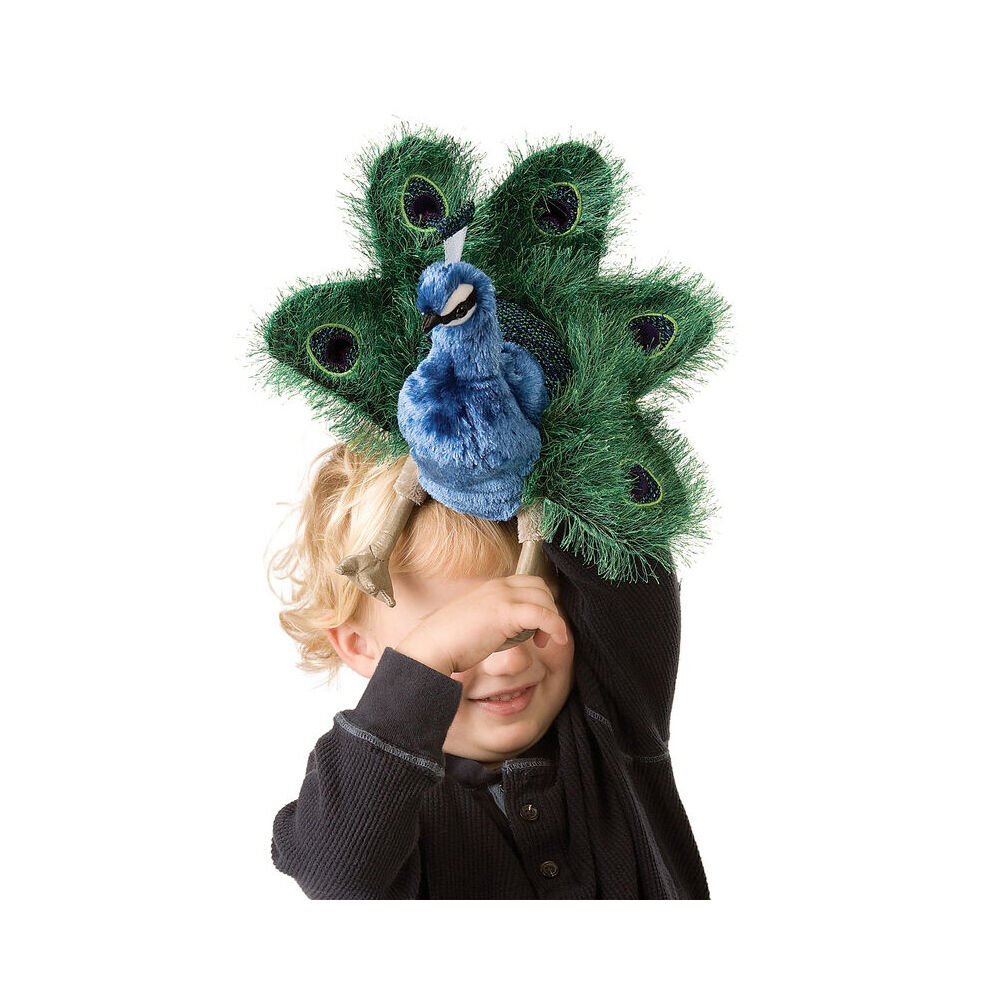 Folkmanis Small Peacock Hand Puppet 15x28cm Kids Animal Toy 3y+