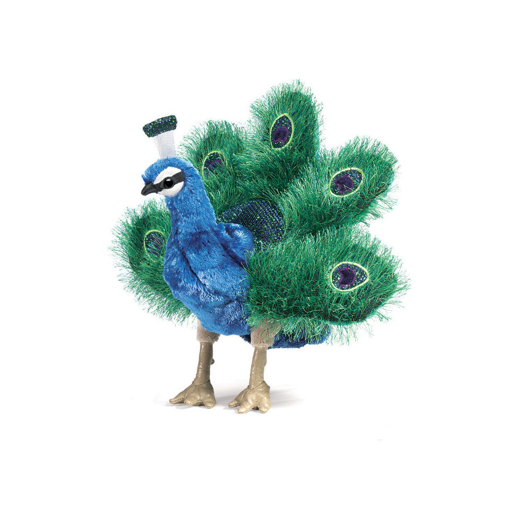 Folkmanis Small Peacock Hand Puppet 15x28cm Kids Animal Toy 3y+