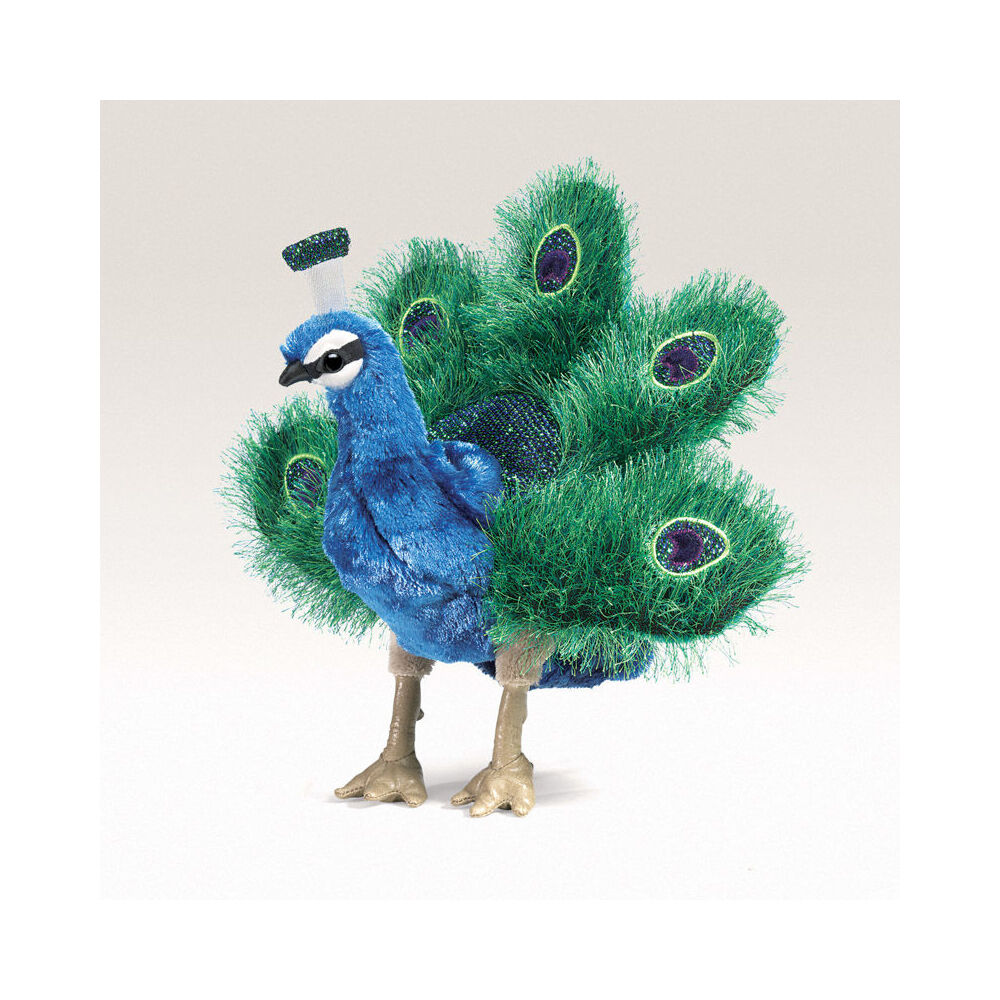 Folkmanis Small Peacock Hand Puppet 15x28cm Kids Animal Toy 3y+