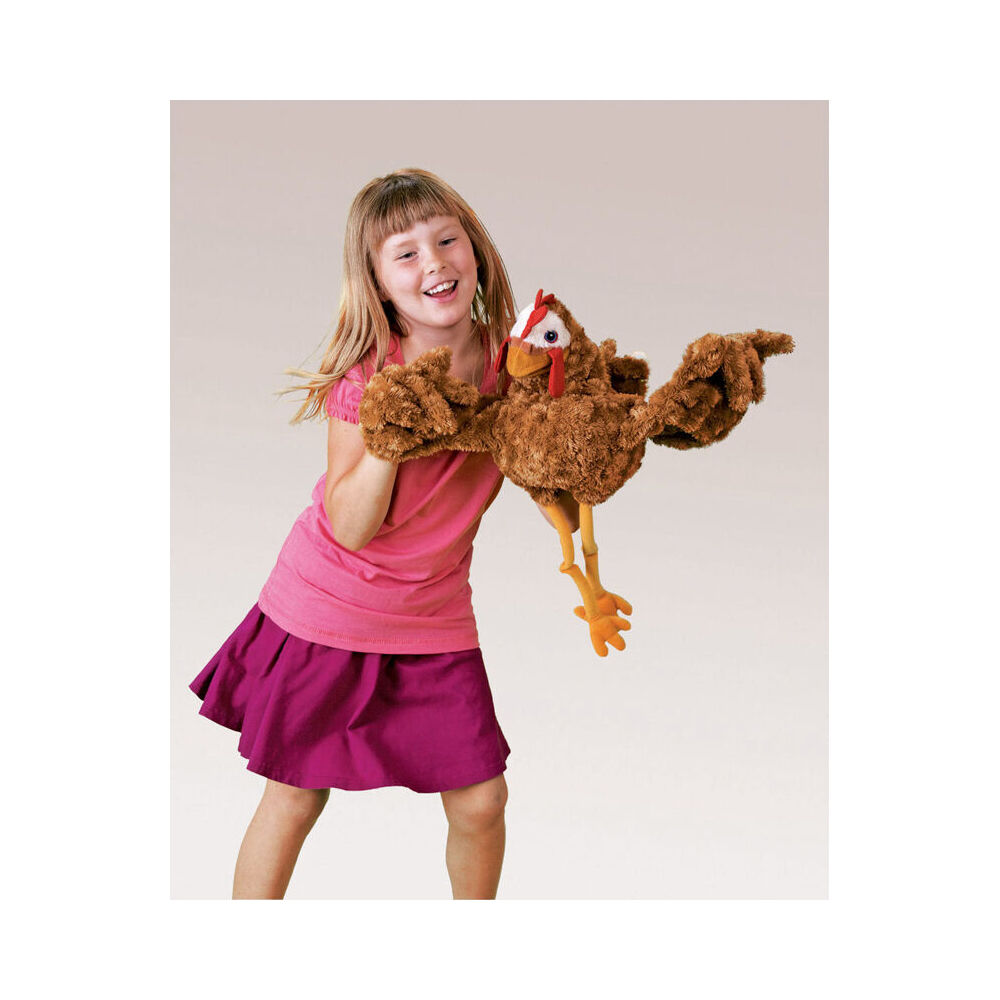 Folkmanis Chicken Hand Puppet Kids Soft Toy 30x64cm Brown 3y+