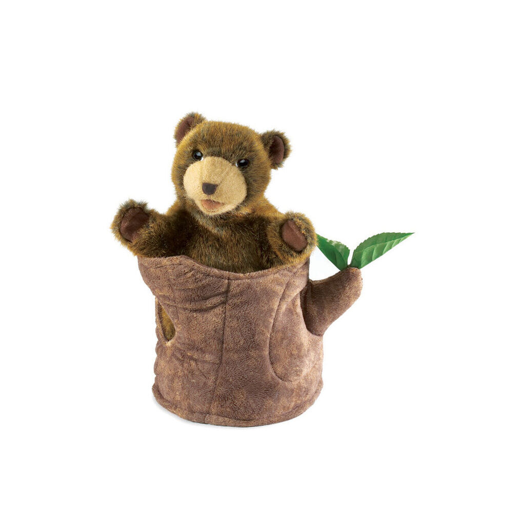 Folkmanis Bear In Tree Stump Hand Puppet 19x25cm Kids Toy - Brown 3y+