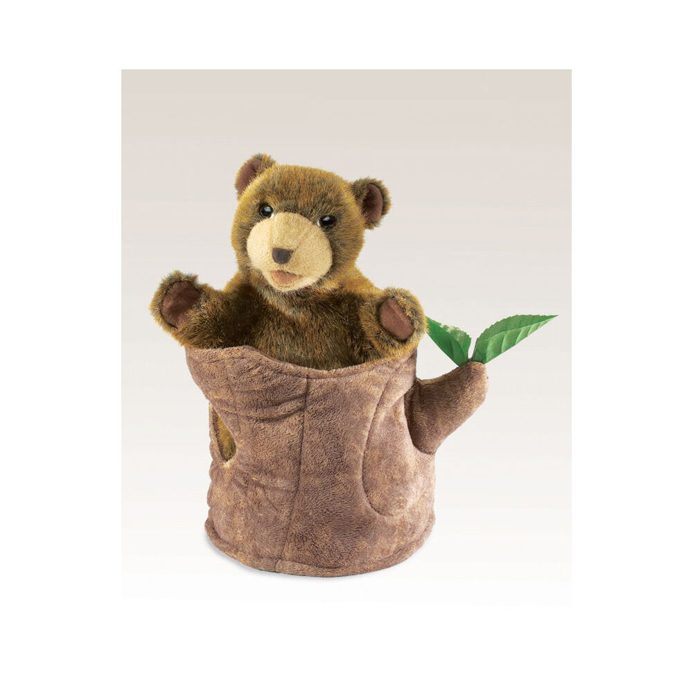 Folkmanis Bear In Tree Stump Hand Puppet 19x25cm Kids Toy - Brown 3y+