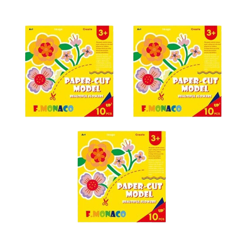 3x 60pc Flower Monaco Paper-Cut Model Beautiful Flowers DIY Art & Craft Kids - 3y+