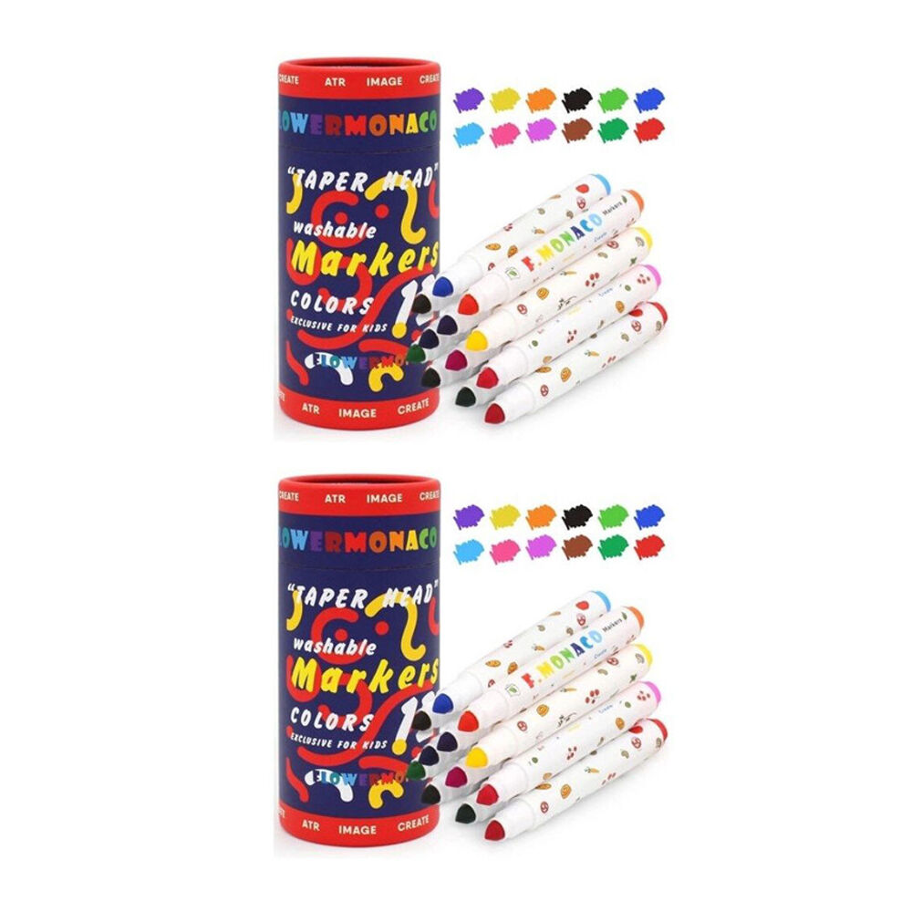 2x 24pc Flower Monaco Taper Head Washable Markers Art & Craft Kids/Children - 3y+