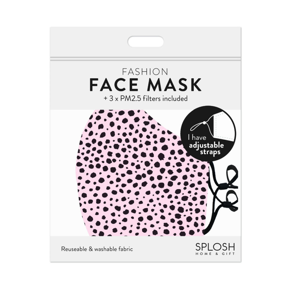 12PK Splosh Adult Reusable Face Mask w/ Adjustable Strap 12y+ Pink Dot