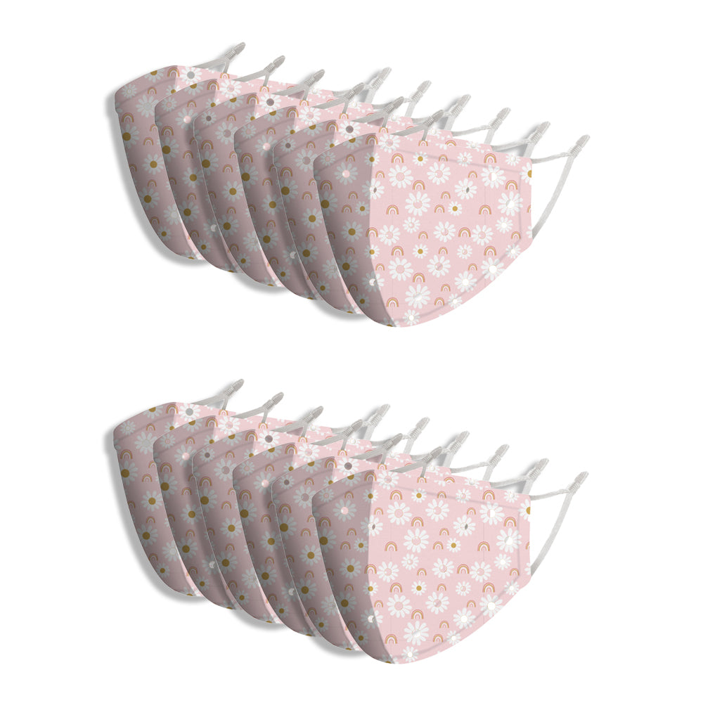 12PK Splosh Kids Reusable Face Mask w/ Adjustable Strap 2y+ Daisy