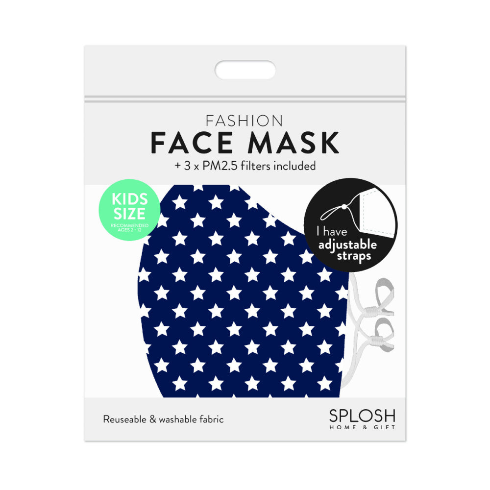 12PK Splosh Kids Reusable Face Mask w/ Adjustable Strap 2y+ Star