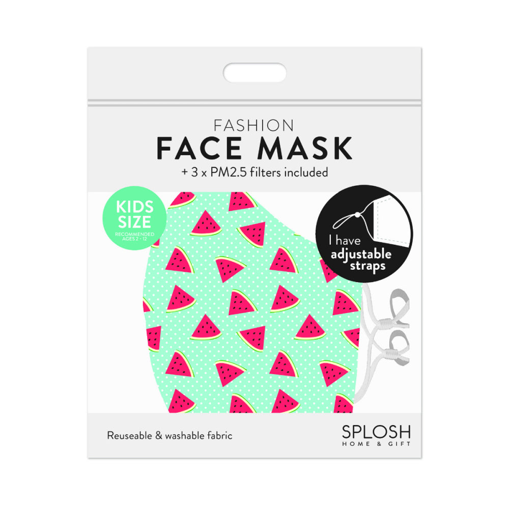 12PK Splosh Kids Reusable Face Mask w/ Adjustable Strap 2y+ Watermelon