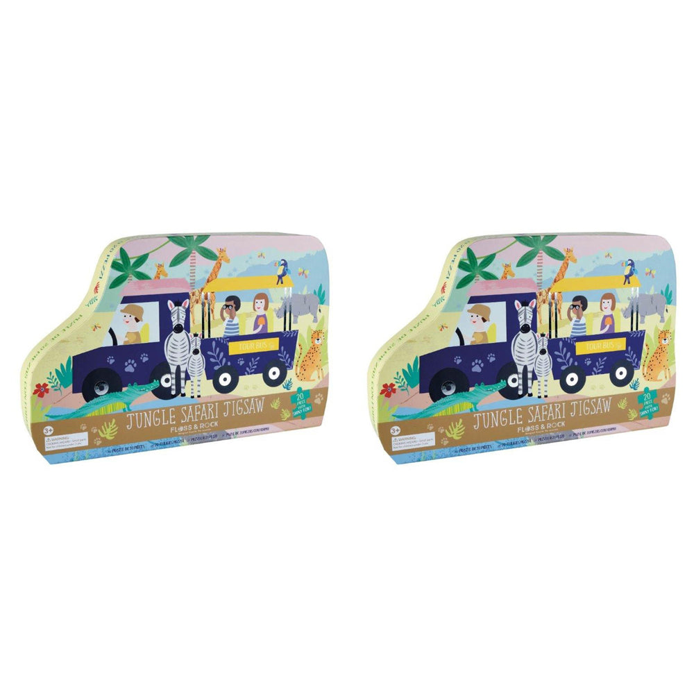 2x 20pc Floss & Rock Shaped Jigsaw Puzzle Game Jungle 3+