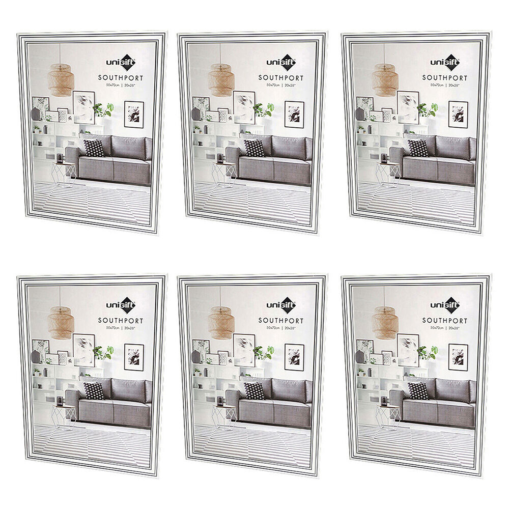 6PK Unigift Southport Wooden/Glass Picture Photo Frame 20x28in 50x70cm White