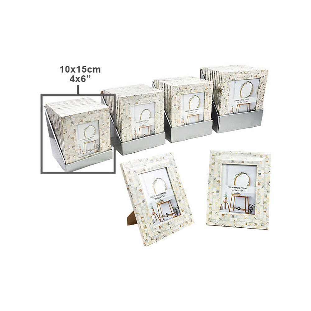 6PK Unigift Perini Home Decor Glass Picture Photo Frame 10x15cm Pearl