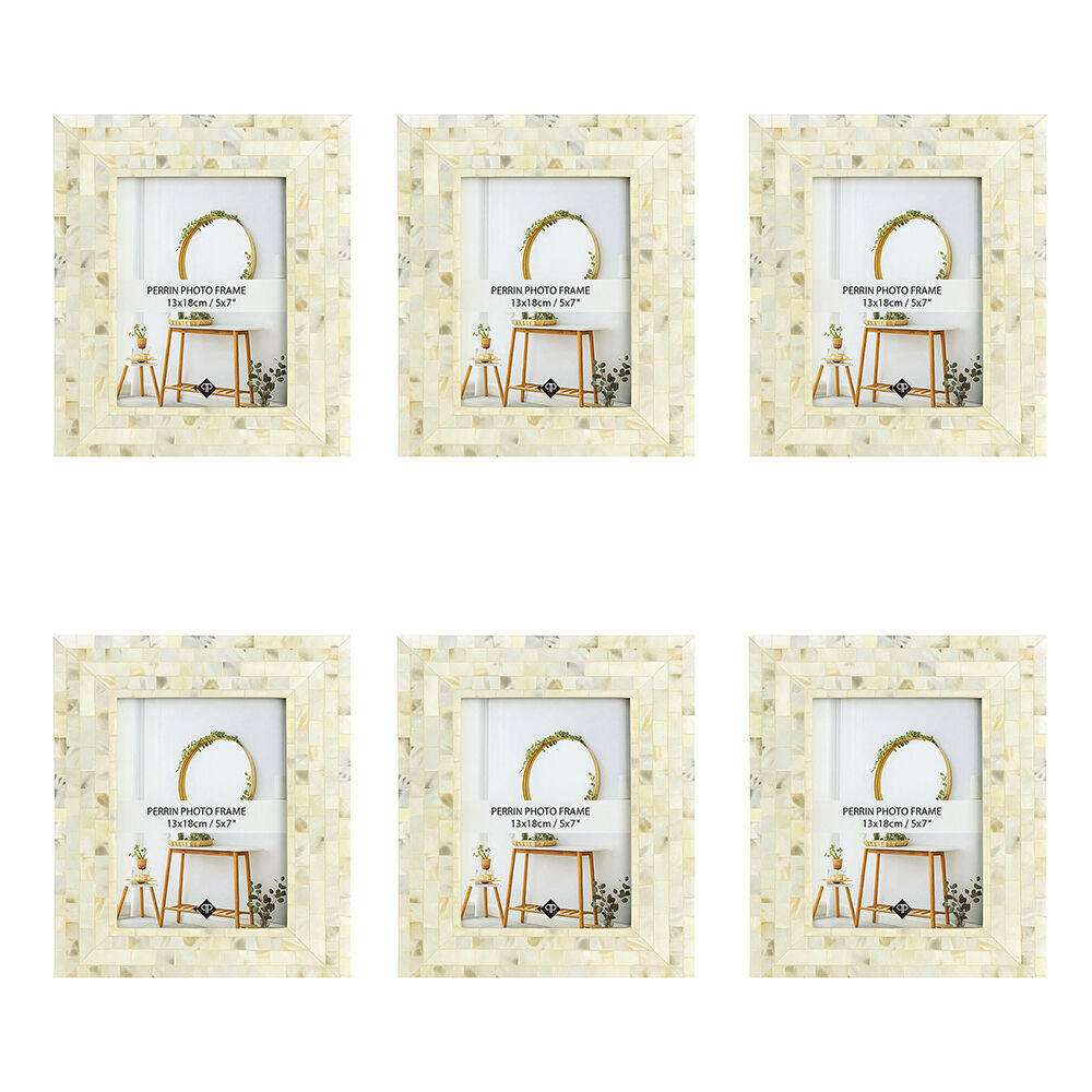 6PK Unigift Perini Home Decor Glass Picture Photo Frame 10x15cm Pearl