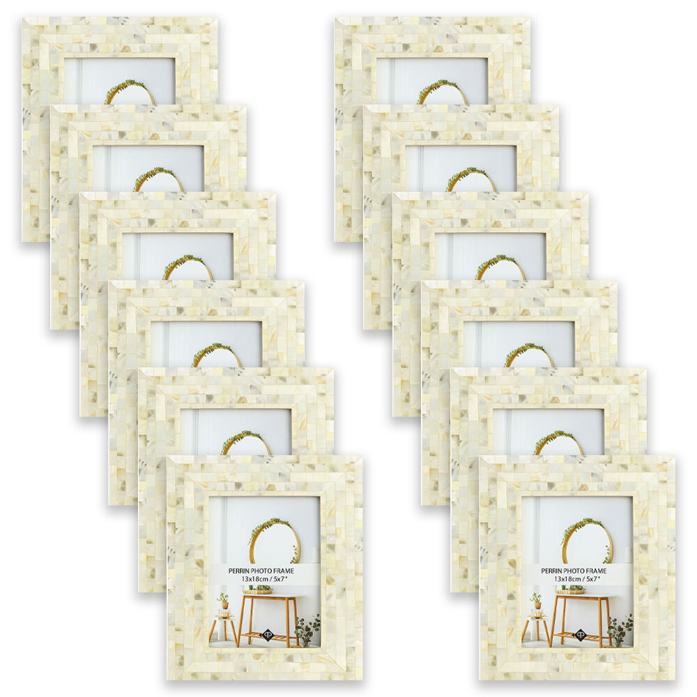12PK Unigift Perini Home Decor Glass Picture Photo Frame 20x25cm Pearl