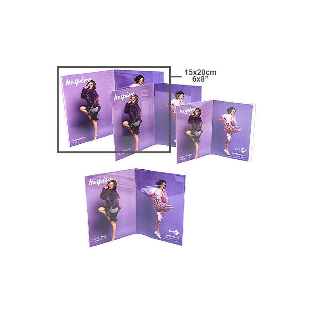 12PK Unigift Inspire Vertical Double Picture Photo Frame 15x20cm Clear
