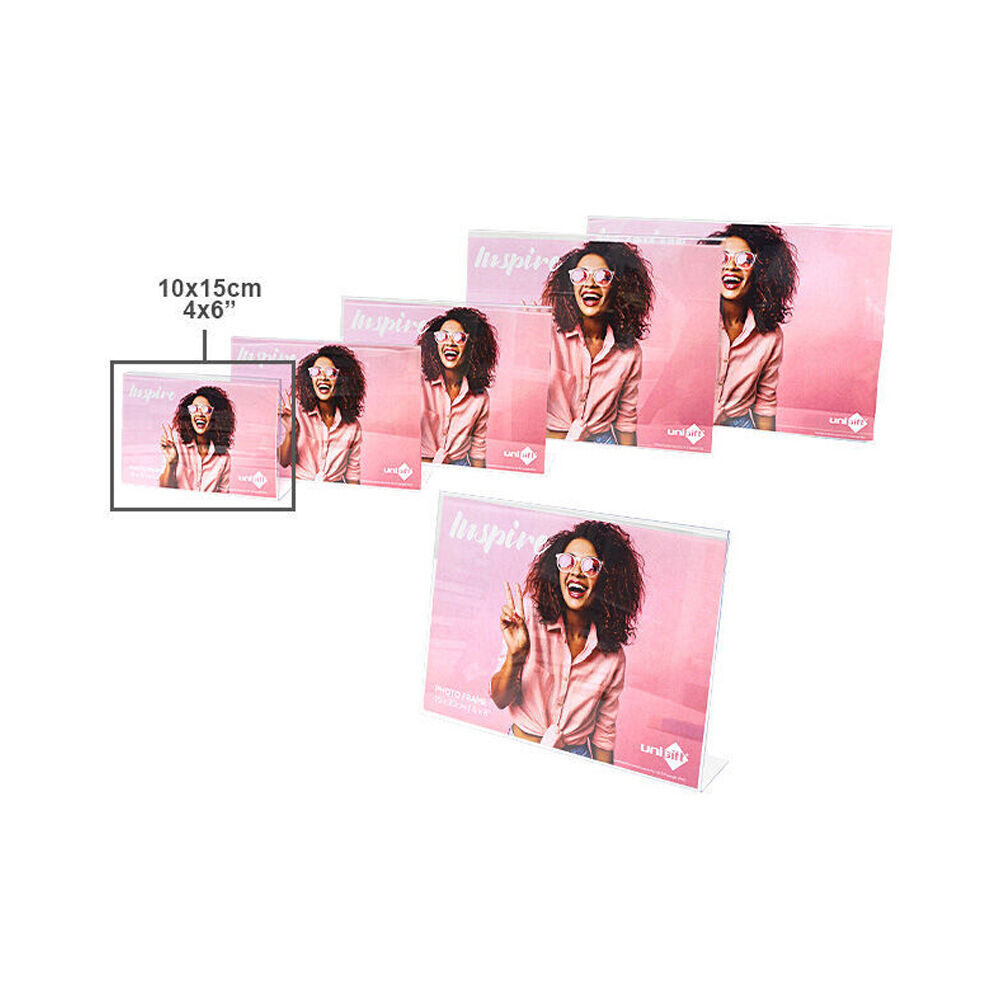 12PK Unigift Inspire Horizontal Standing Picture Photo Frame 10x15cm Clear