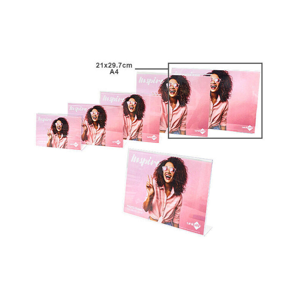 12PK Unigift Inspire Horizontal Standing Picture Photo Frame A4 21x29.7cm Clear