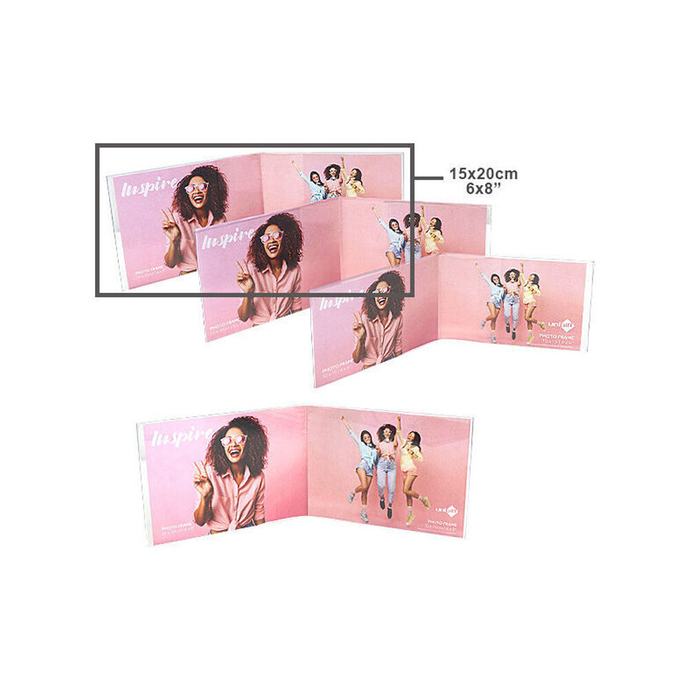 12PK Unigift Inspire Horizontal Double Picture Photo Frame 15x20cm Clear