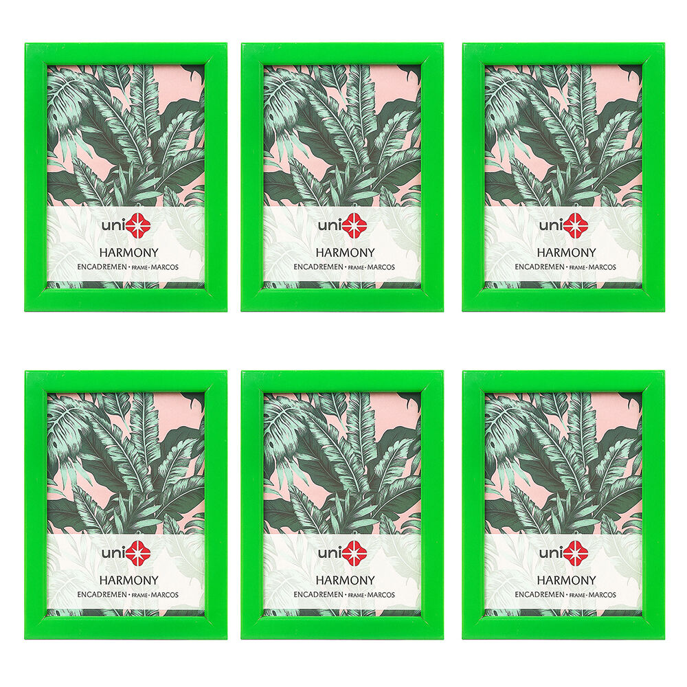 6PK Unigift Harmony Wooden/Glass Picture Photo Frame 10x15cm Bright Green
