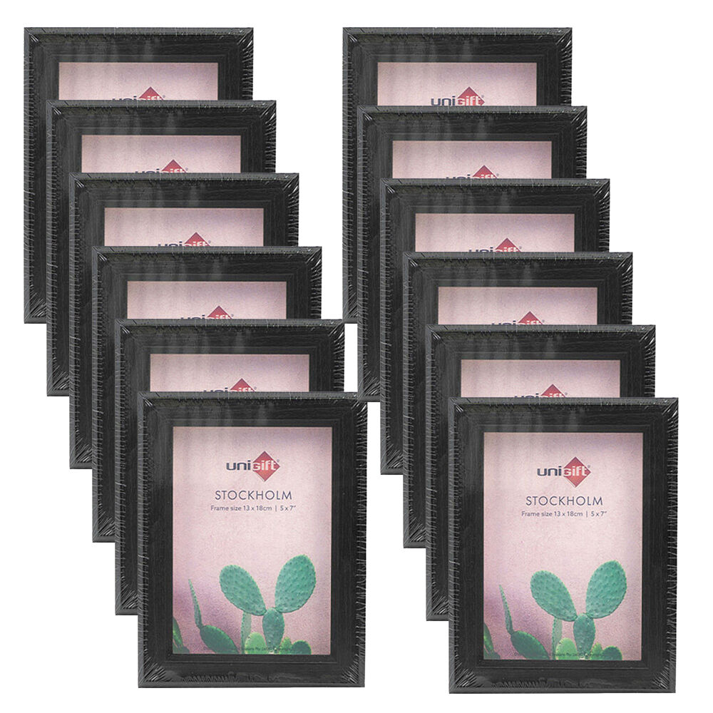 12PK Unigift Stockholm Wooden/Glass Picture Photo Frame 5x7in 13x18cm Brown