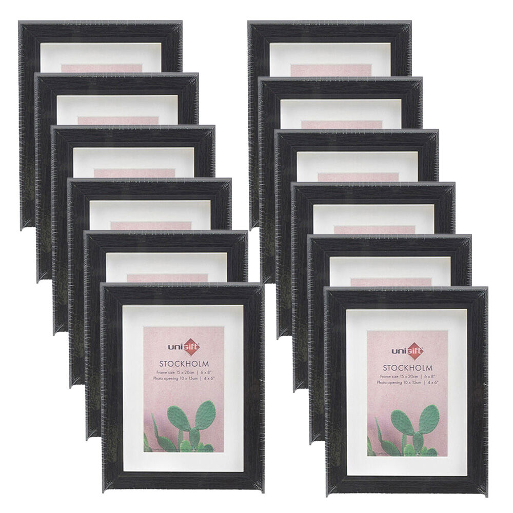 12PK Unigift Stockholm Wooden/Glass Picture Photo Frame 6x8in 15x20cm Brown