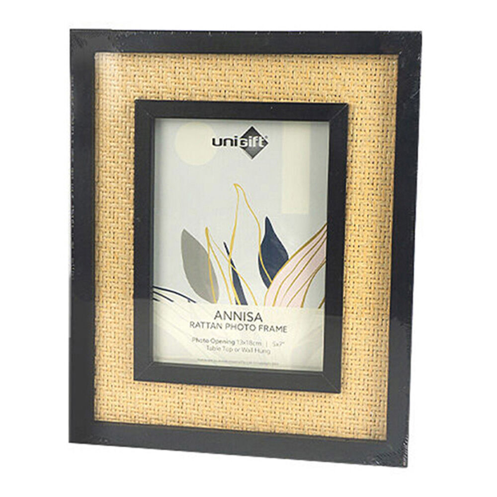 6PK Unigift Annisa Rattan Wooden Picture Photo Frame 13x18cm Black&Natural