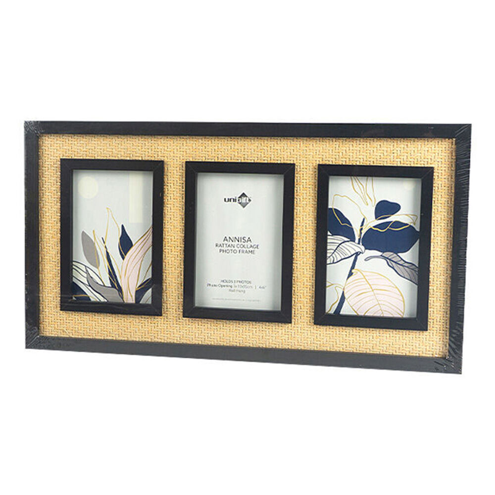 12PK Unigift Annisa Rattan Wooden Picture Photo Frame 10x15cm Black&Natural