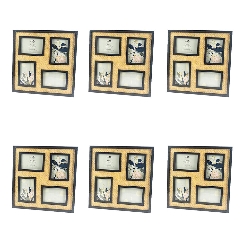 6PK Unigift Annisa Rattan Wooden Picture Photo Frame 10x15cm Black&Natural
