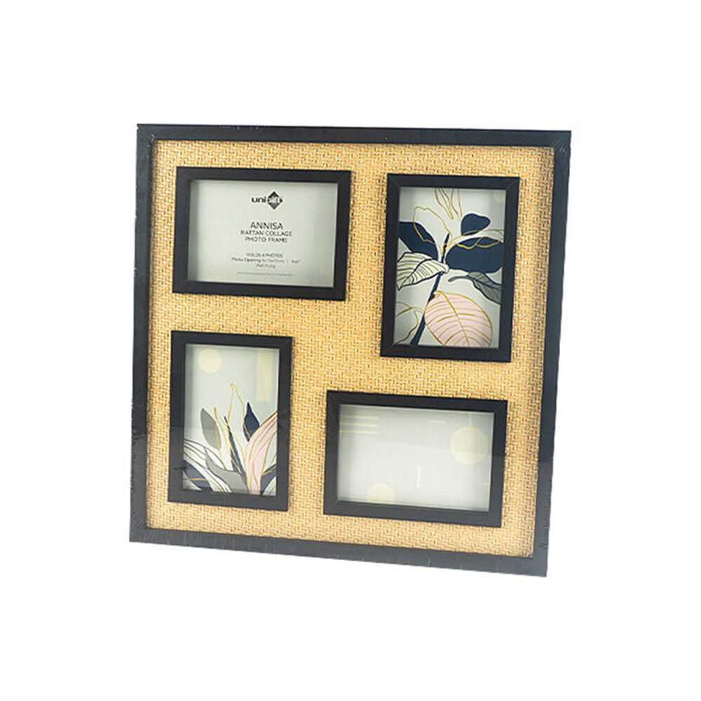 6PK Unigift Annisa Rattan Wooden Picture Photo Frame 10x15cm Black&Natural