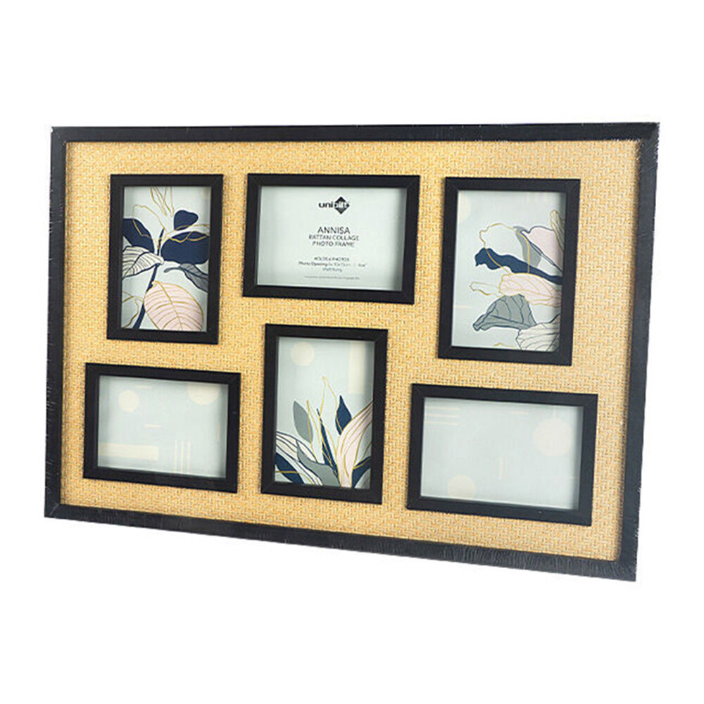 6PK Unigift Annisa Rattan Wooden Picture Photo Frame 10x15cm Black&Natural