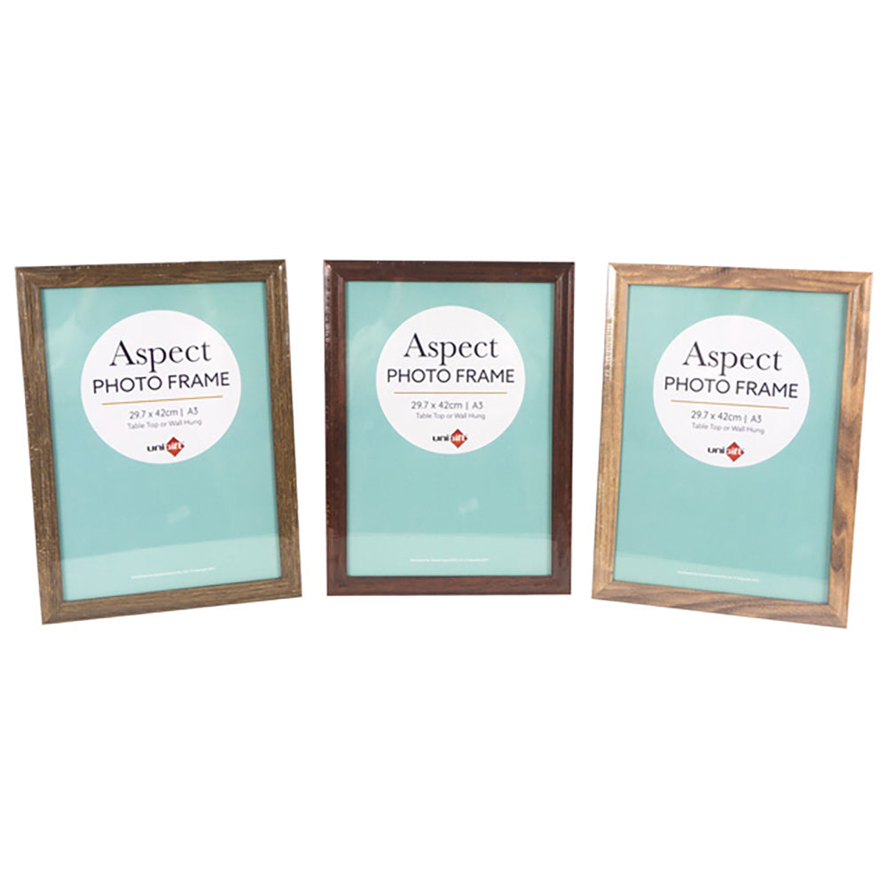 4PK Unigift Aspect MDF/Glass A3 Picture Frame - Assorted