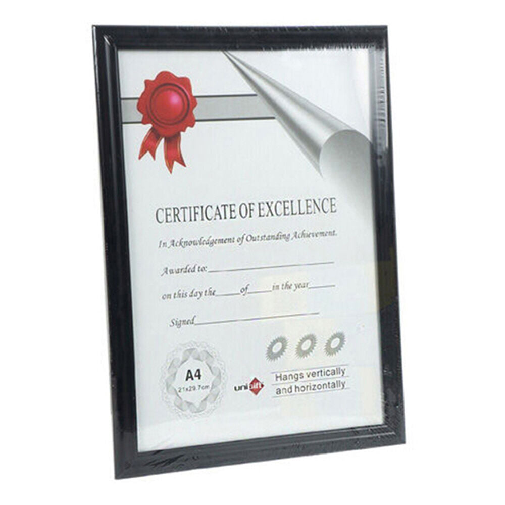 12PK Unigift Certificate Glass Picture Photo Frame A4 21x29.7cm Black/Black