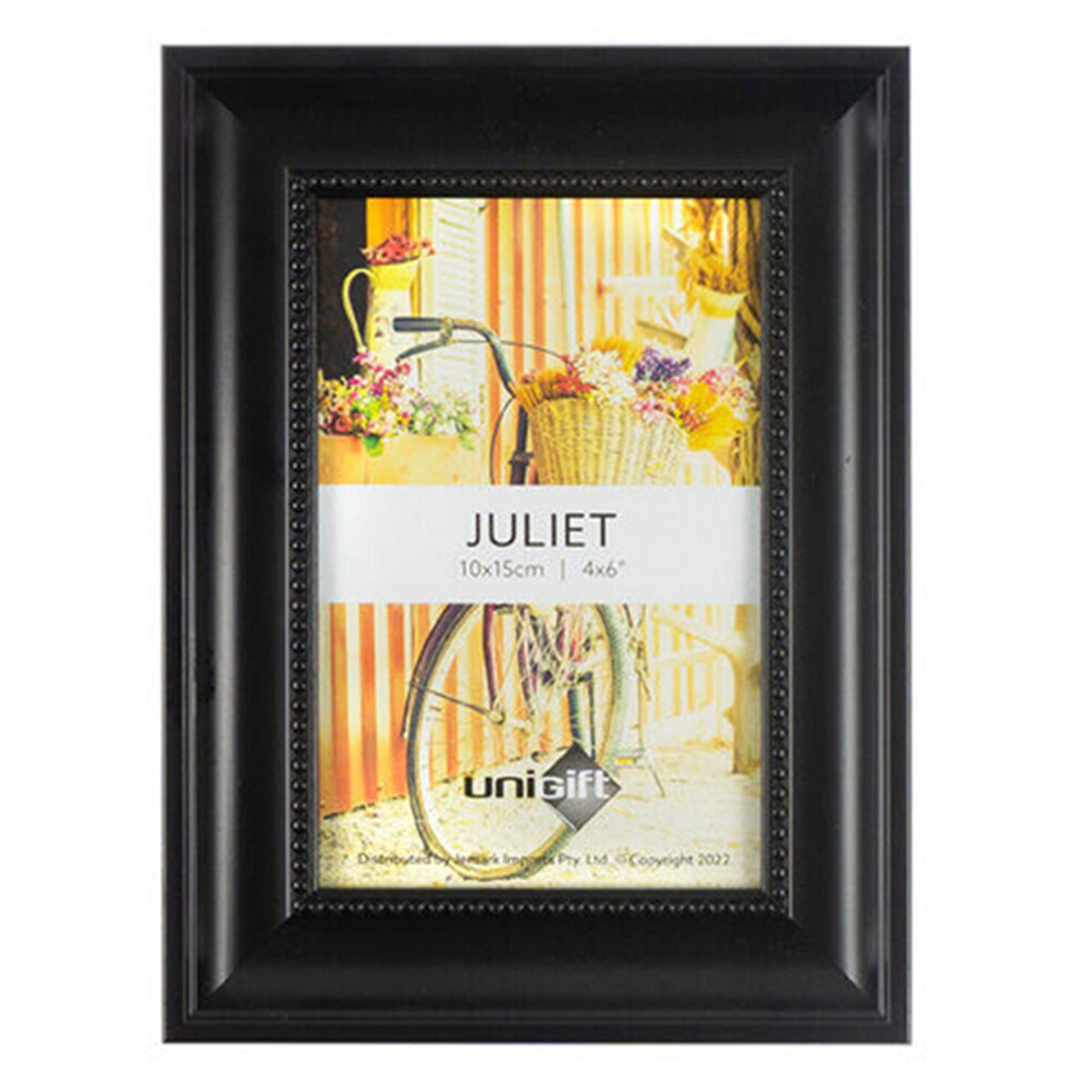 12PK Unigift Juliet Wooden/Glass Single Picture Photo Frame 10x15cm Black