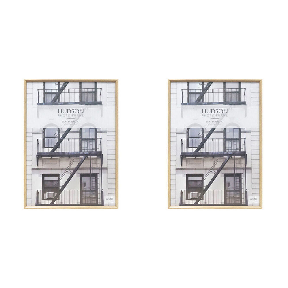 2PK Unigift Hudson Round Wooden Profile Picture Photo Frame A1 Natural