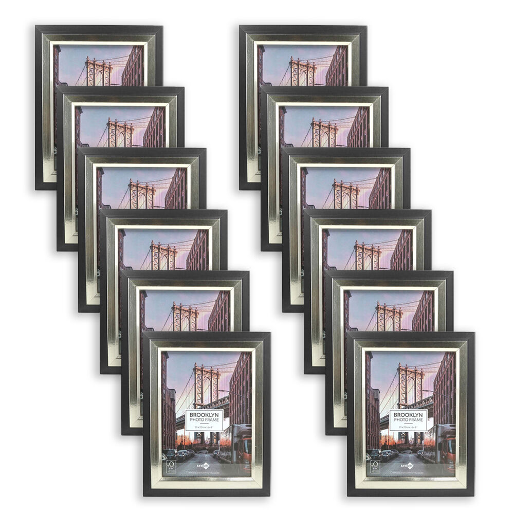 12PK Unigift Brooklyn Wooden/Glass Picture Photo Frame 15x20cm Black/Gold