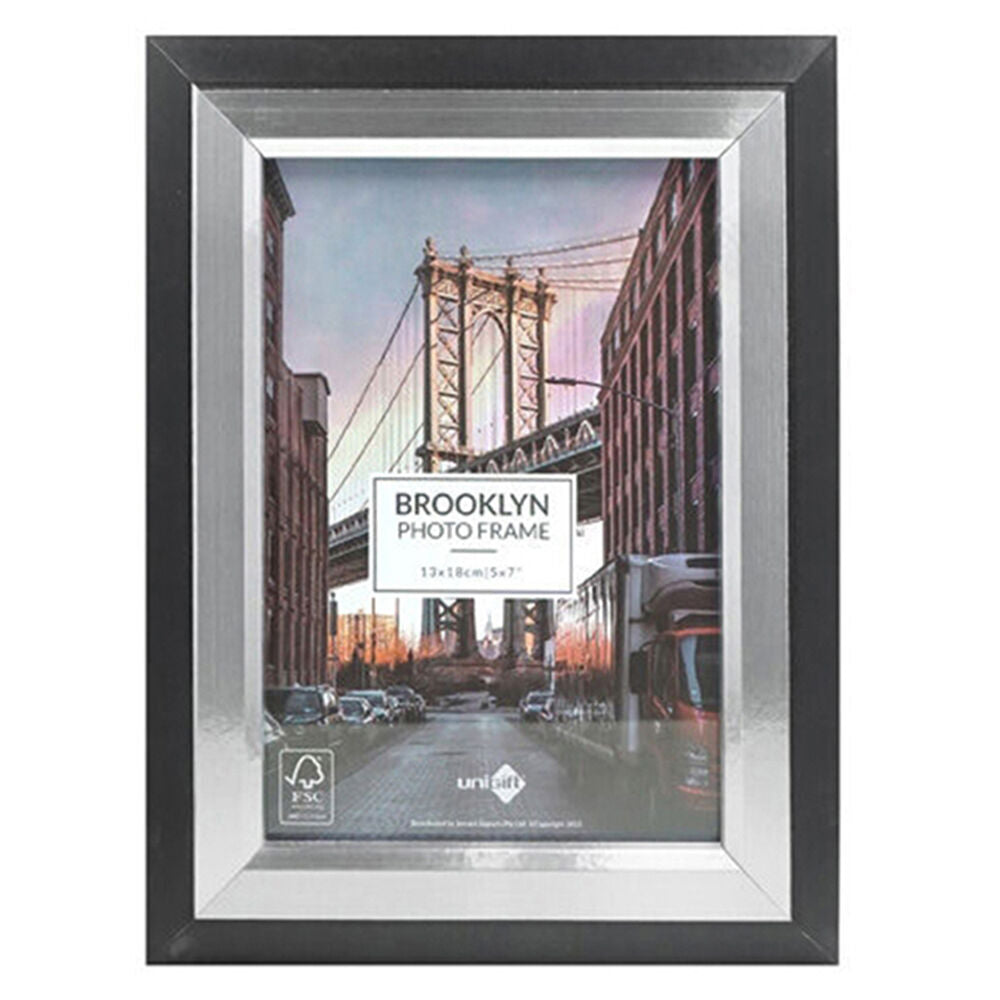 12PK Unigift Brooklyn Wooden/Glass Picture Photo Frame 13x18cm Black/Silver