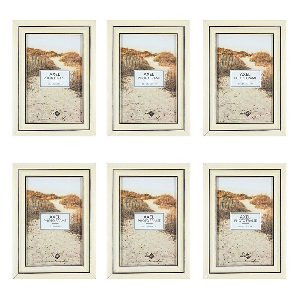 6PK Unigift Axel Glass Home Decor Picture Photo Frame 10x15cm Ivory/Black