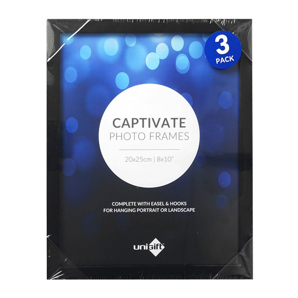 6PK 3pc Unigift 20x25cm Captivate Glass Photo Frame Assorted - Black/White