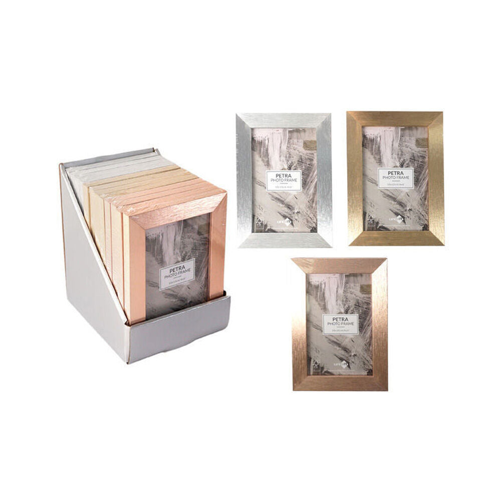 6PK Unigift Petra Wooden Picture Photo Frame 10x15cm Metallic Assorted