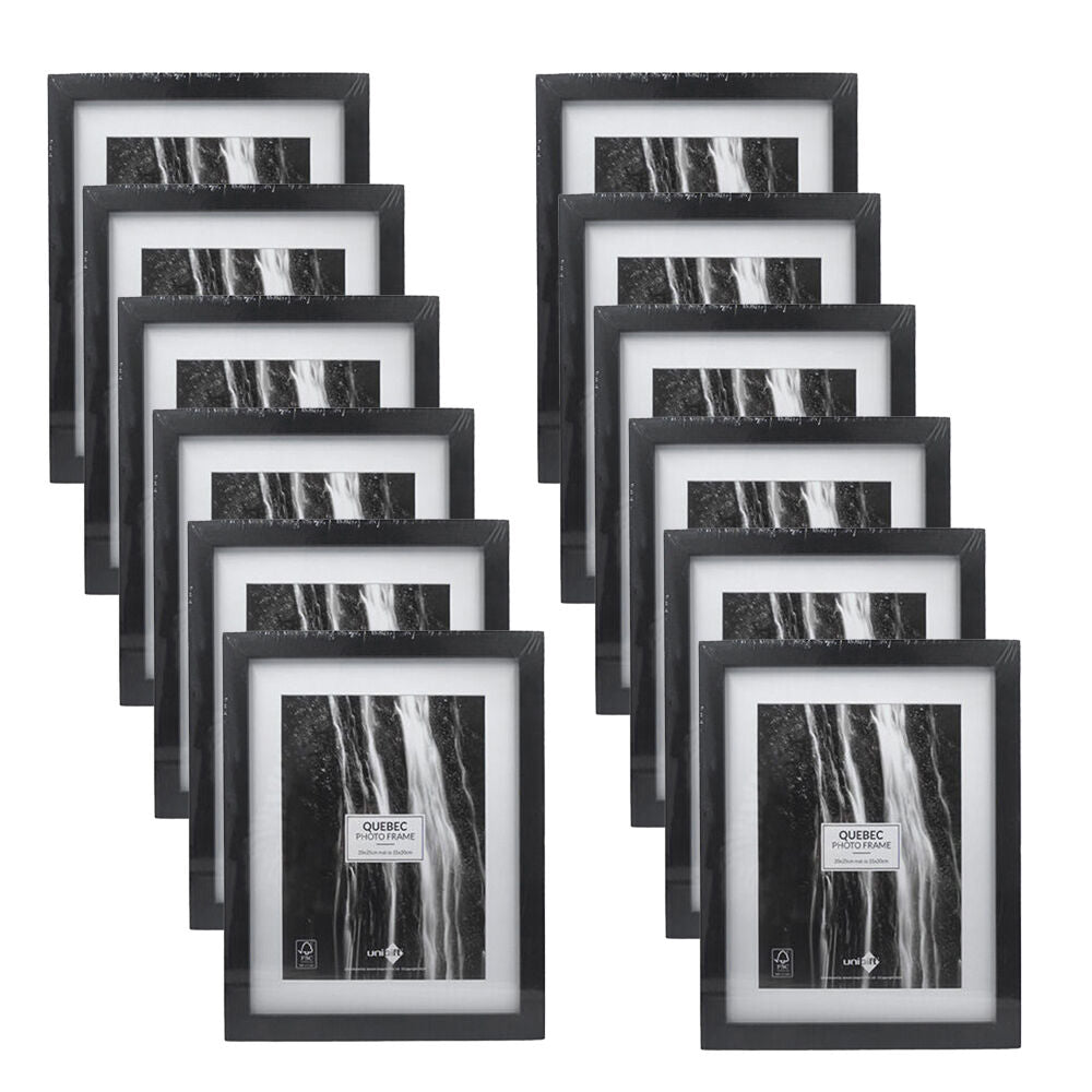 12x Unigift Quebec Matboard Wooden/Glass Photo Frame 20x25/15x20cm Assorted