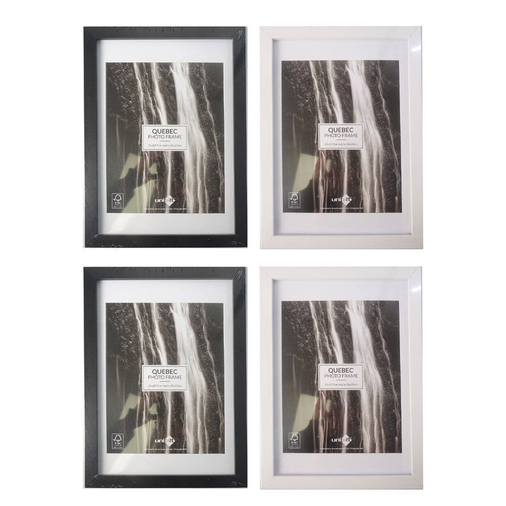 4PK Unigift Quebec Matboard Photo Picture Frame A4 Size Assorted