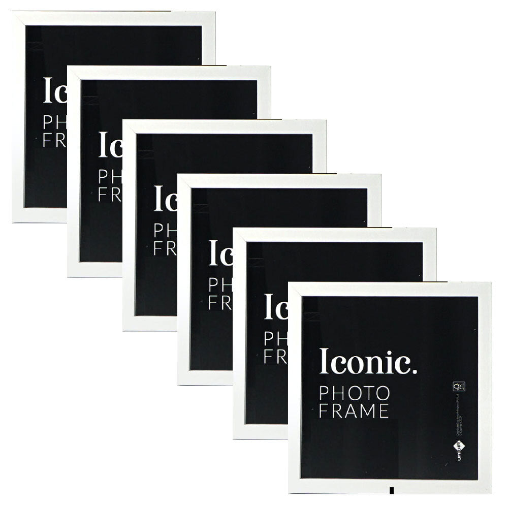 6PK Unigift 30x30cm Iconic MDF Glass Photo Frame - White
