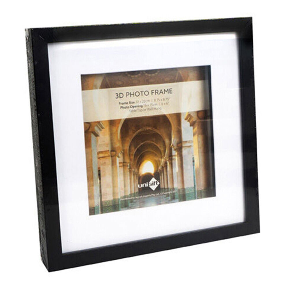 12PK Unigift 3D Wooden/Glass Picture Photo Frame 22x22cm/15x15cm Black